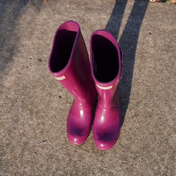 Hunter Purple Violet Original Gloss Round Toe Rain Boots Size 5 M - Picture 7 of 11